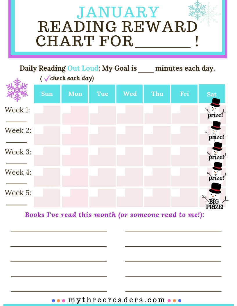 12 Months of Reading Reward Charts for Young Readers