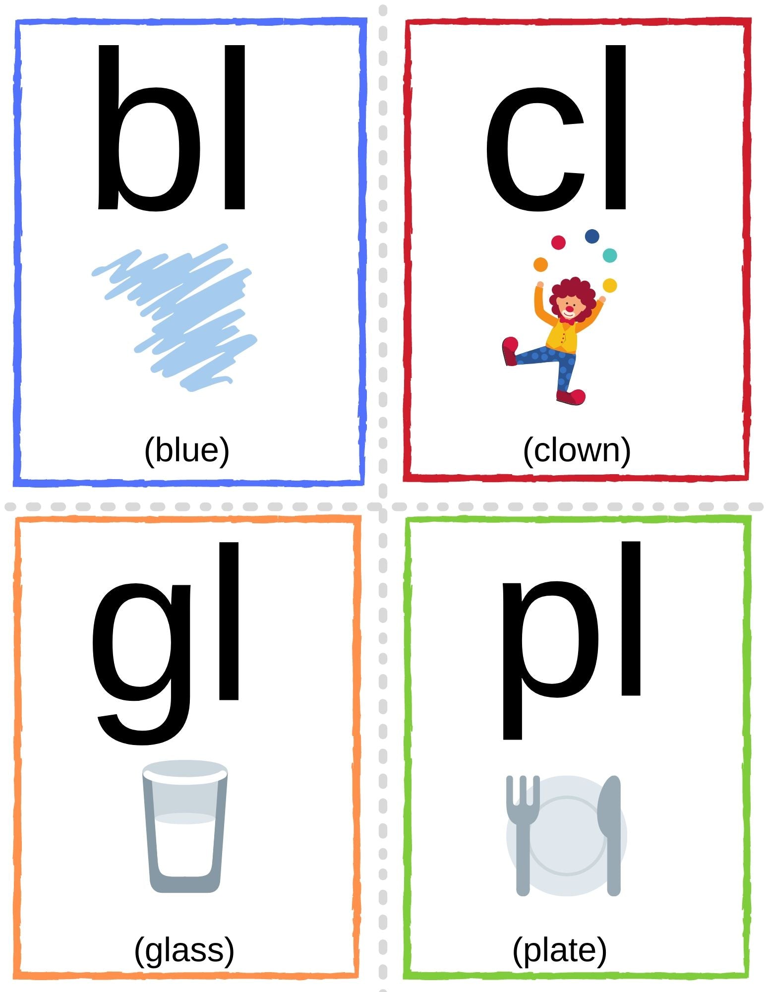 Phonics Blends And Digraphs Flashcards With Pictures – My Three Readers