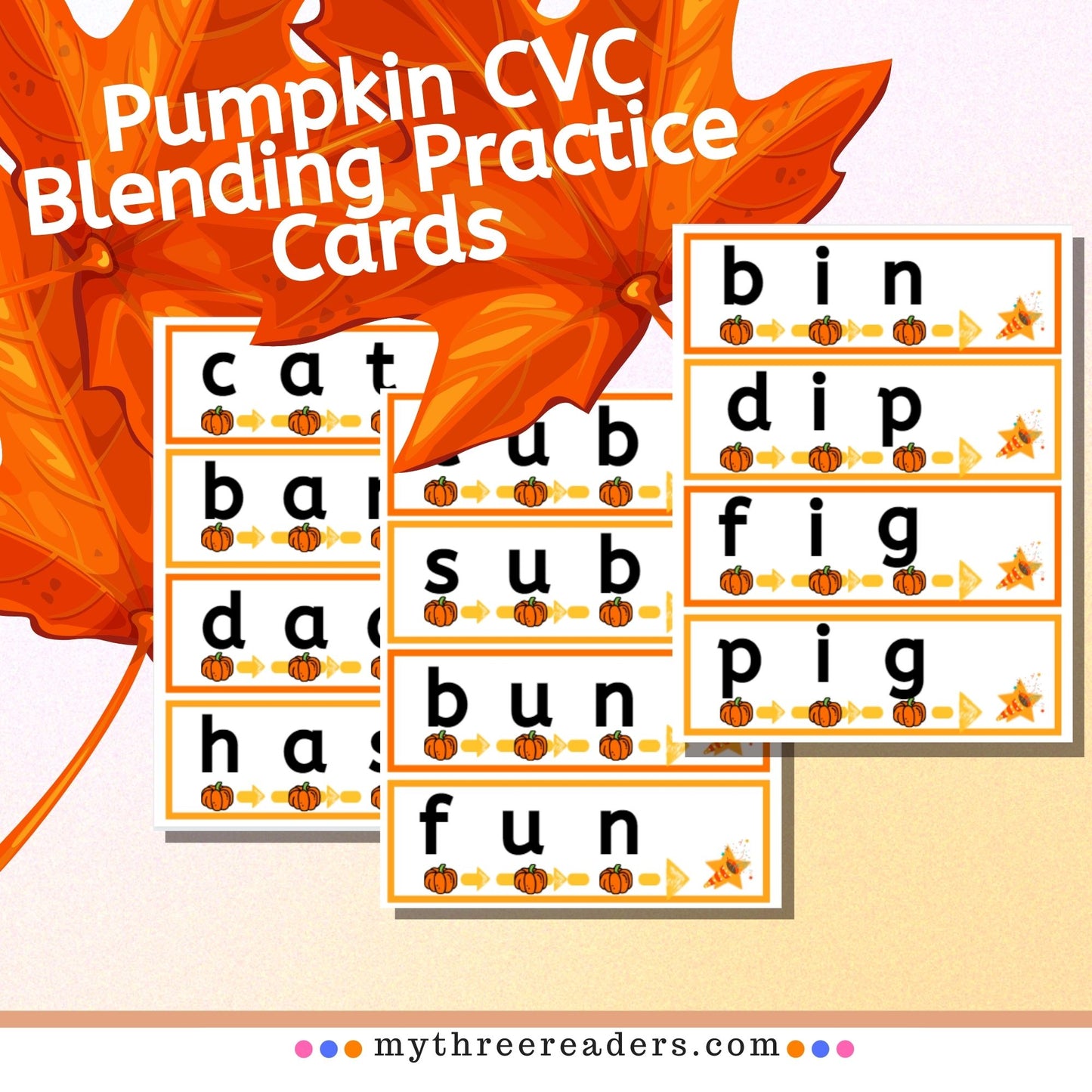Printable Pumpkin CVC Blending Cards
