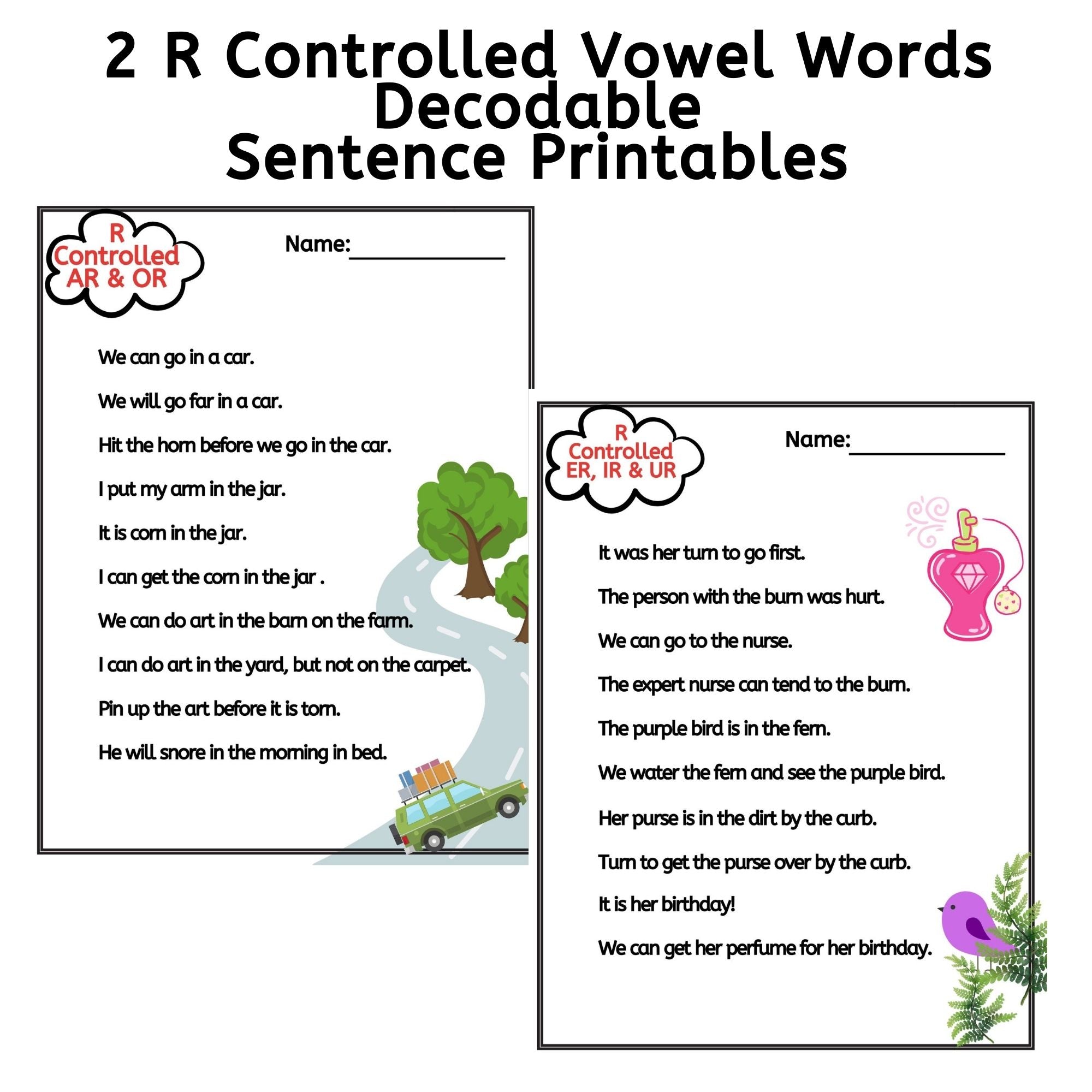 Sentences Using R Controlled Vowels Decodable Sentences with R-Controlled Vowel Words – My Three Readers