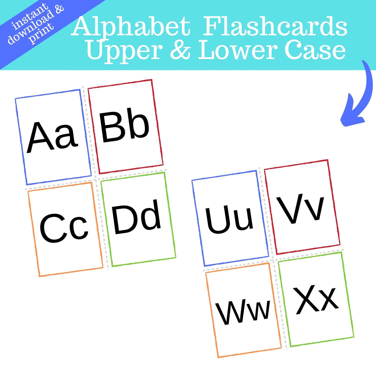 Alphabet Letters Flashcards - Upper and Lowercase