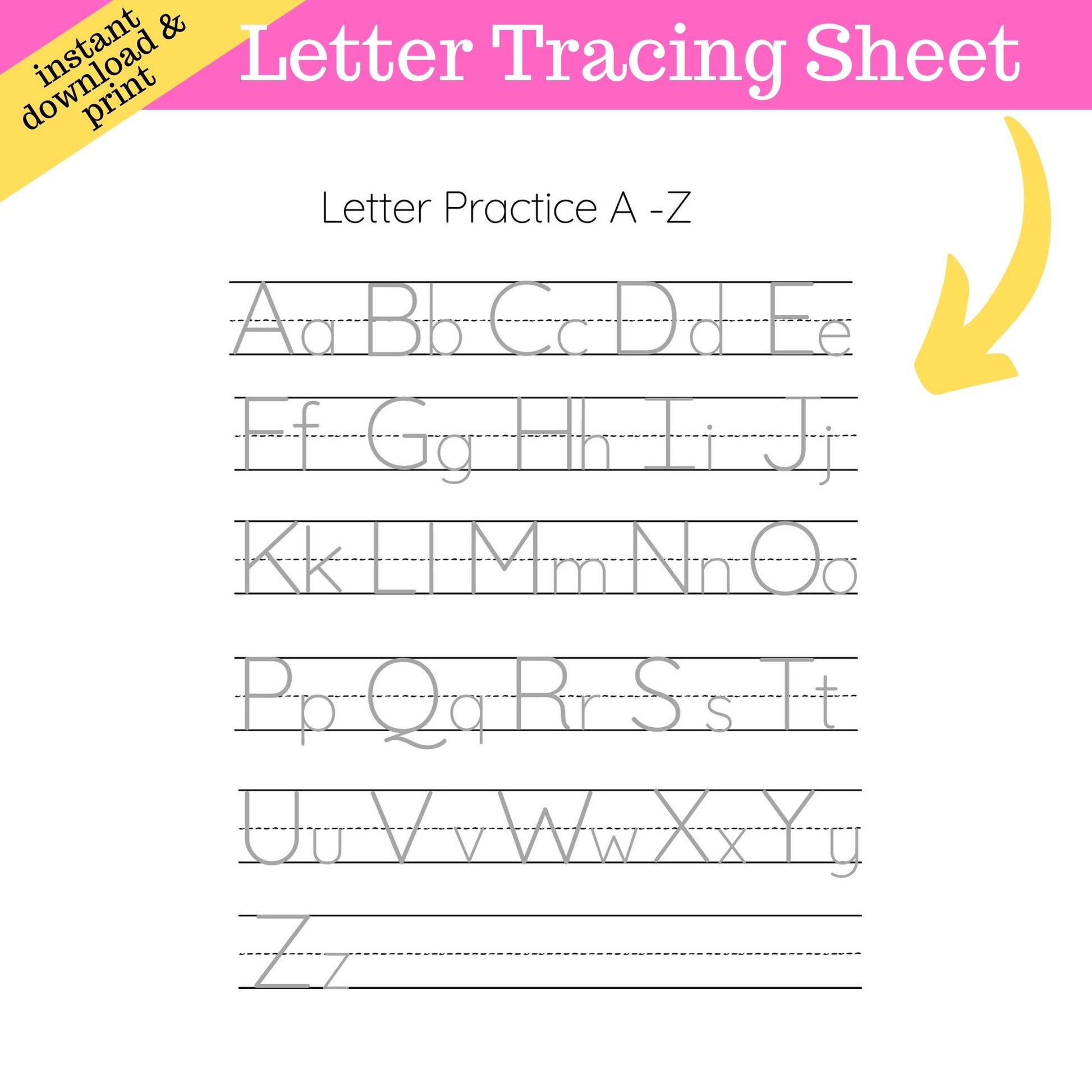 Letter Tracing Sheet for Alphabet Letters A-Z – My Three Readers letter-tracing-sheet-for-alphabet-letters-a-z-my-three-readers