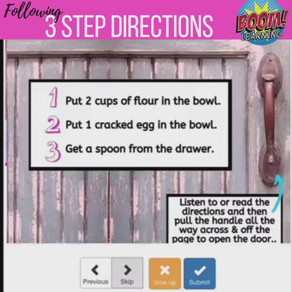 Following 3 Step Directions