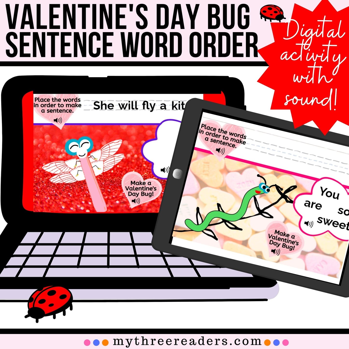 Valentine's Day Bug Sentence Word Order Digital Activity