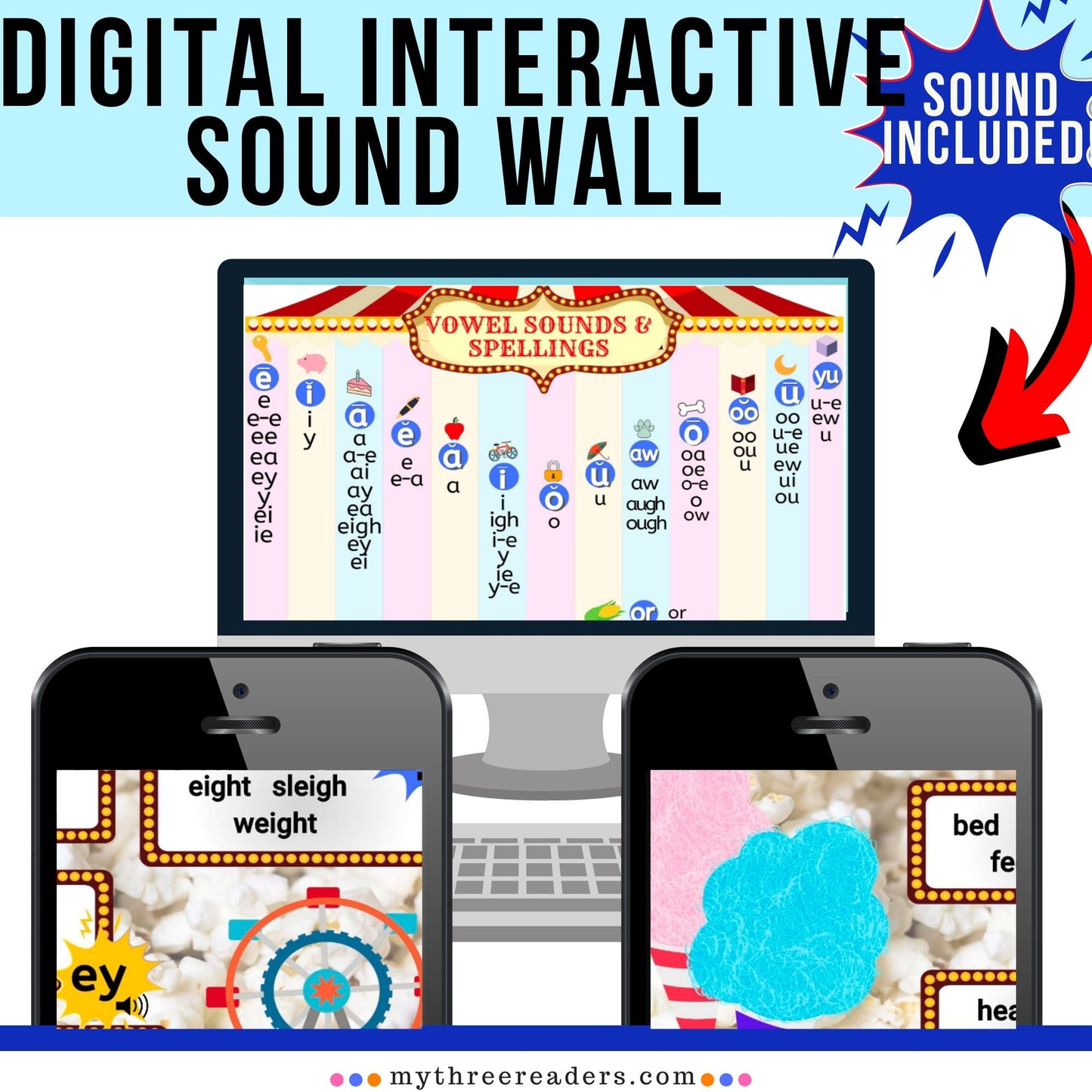 Virtual, Interactive Vowel Valley Sound Wall Digital Activity