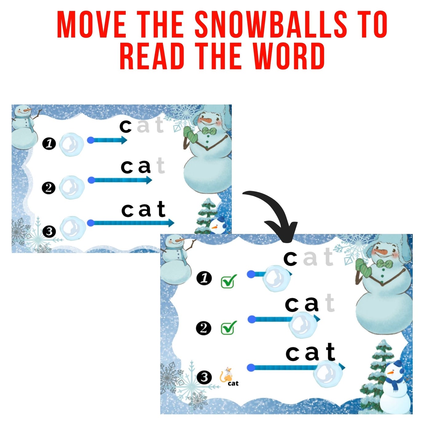 Segmenting & Blending CVC Words - Snow Themed!