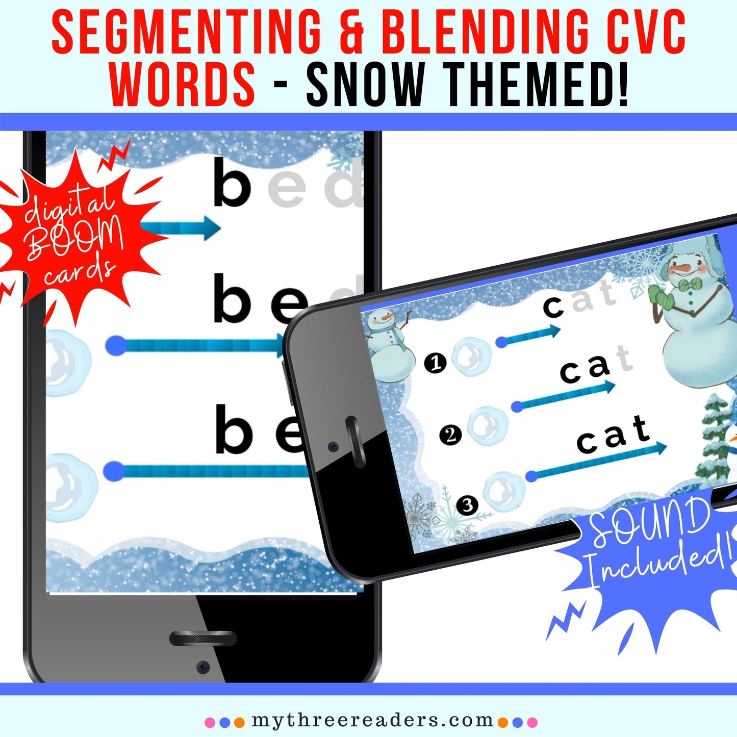 Segmenting & Blending CVC Words - Snow Themed!